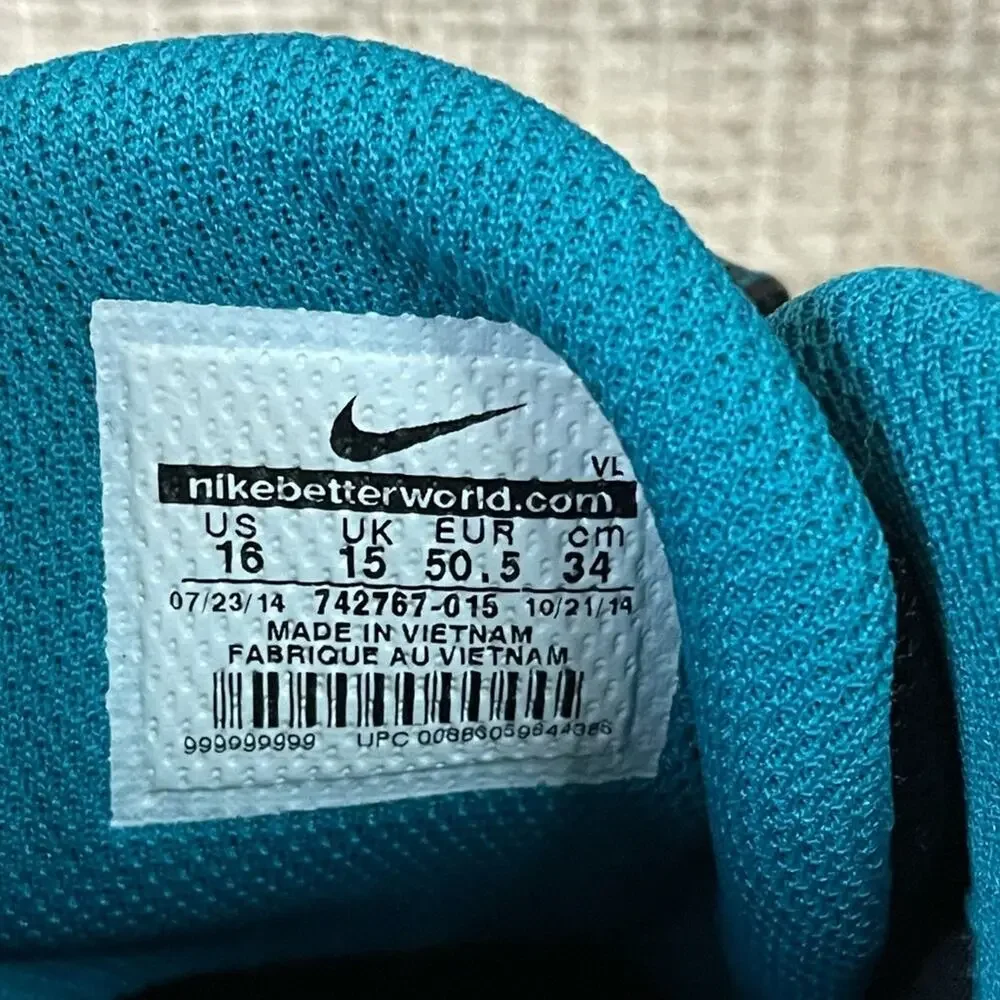 Nike Skin Alpha Pro Football Cleats Shoes Teal Blue Black Size 16 NEW